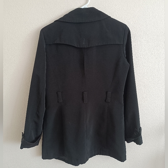 Vintage Short Black Trench Coat by Fleet Street - Picture 2 of 6